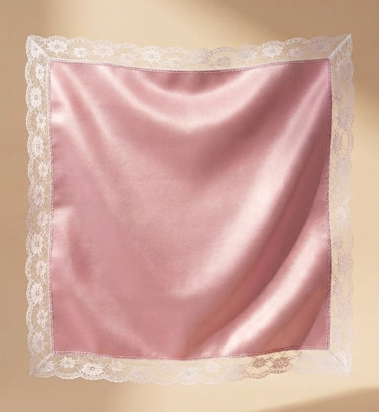 Lace Satin Scarf (Black - Pink - White)