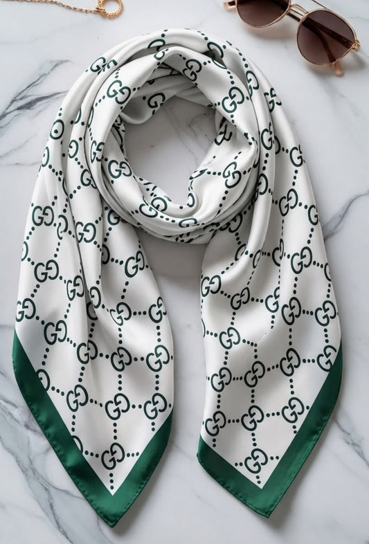 Emerald Monogram Square Scarf