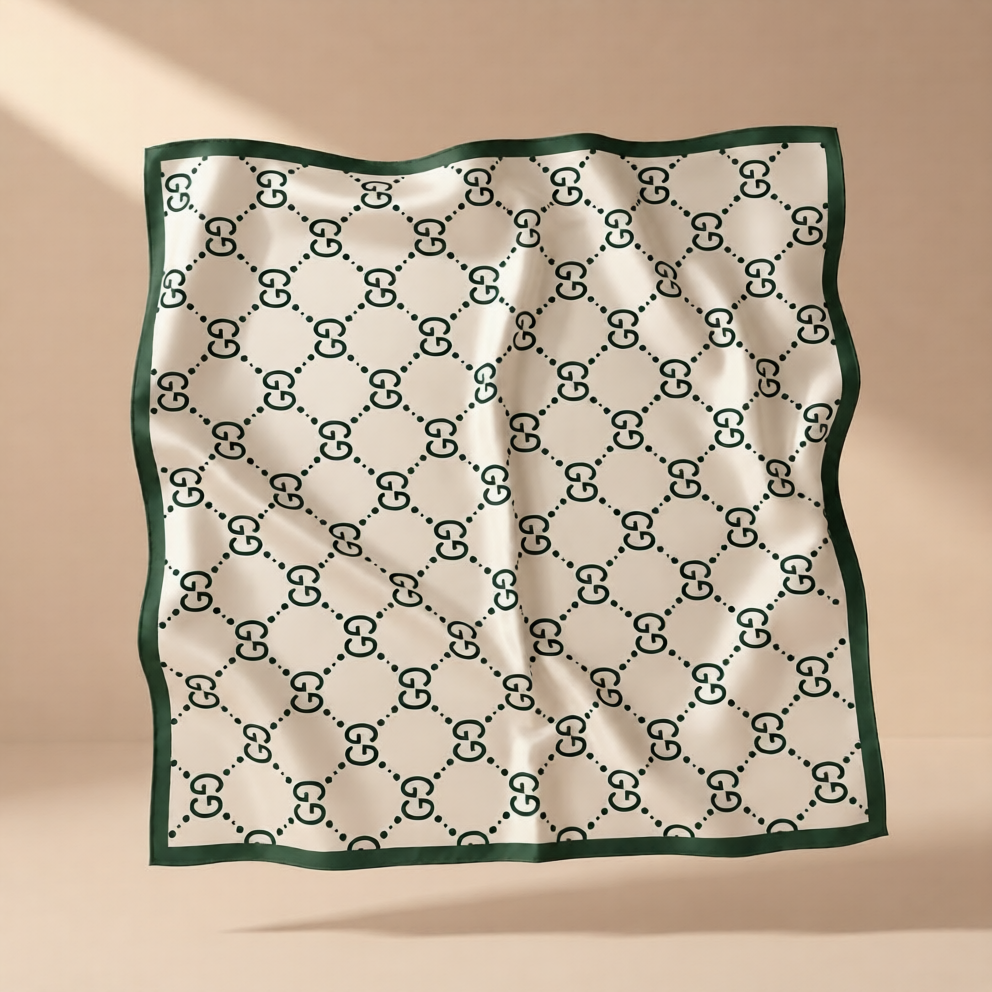 Emerald Monogram Square Scarf