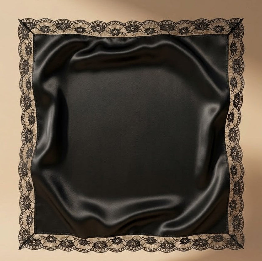 Lace Satin Scarf (Black - Pink - White)
