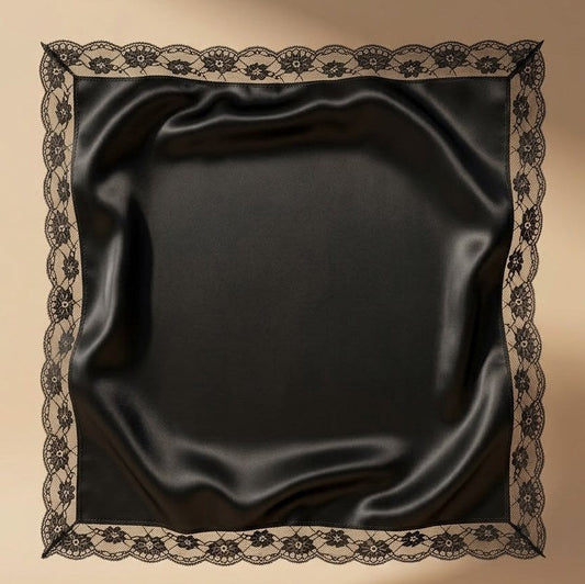 Lace Satin Scarf (Black - Pink - White)