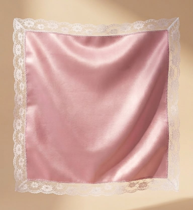 Lace Satin Scarf (Black - Pink - White)